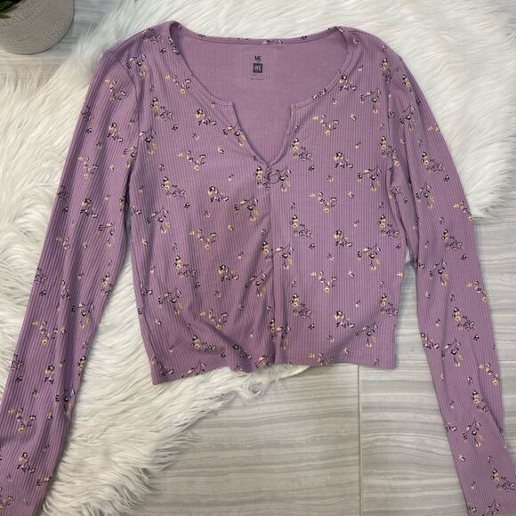 Me To We Purple Floral Zip Up Long Sleeve - Picture 2 of 8